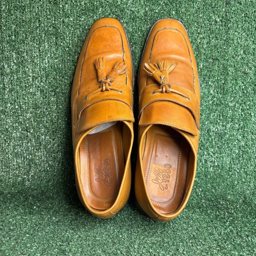 Johnston Murphy J&M 1850 Tassel Loafers Leather Slip On Tan Mens Shoes Size 12 M